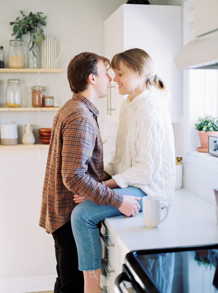 Engagement Photo in kitchen